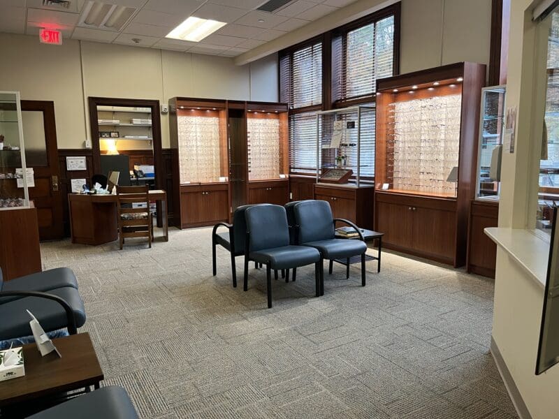 a photo of the waiting room of a vision center