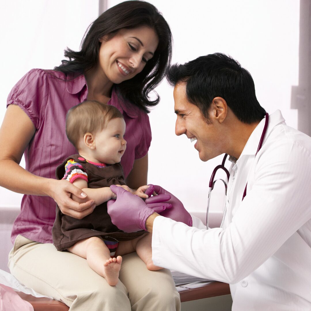 Baby and a parent at the doctor's office